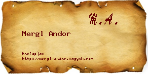 Mergl Andor névjegykártya